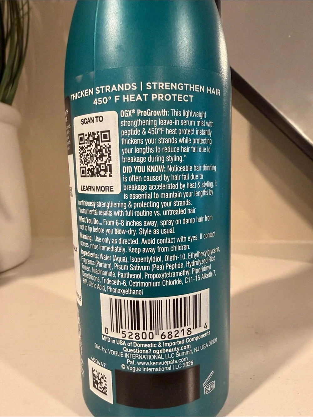OGX ProGrowth + Peptide Hair Serum Mist - Thicken & Protect - 6.5 oz NEW! beauty
